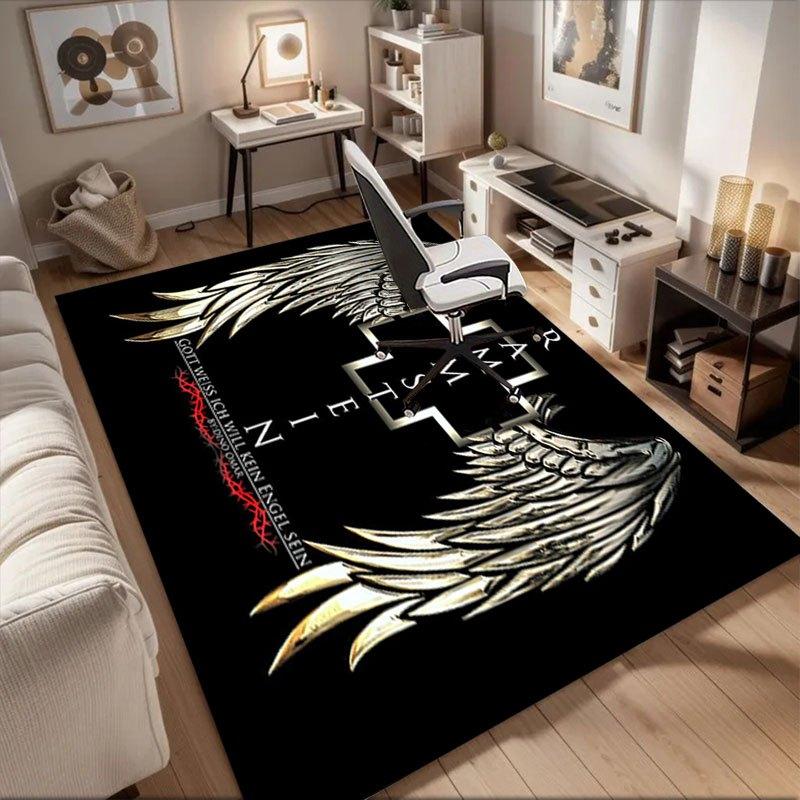 

Rammstein Wings Metal Cross T-Shirt Men Women Unisex Black White Gold SilverOffice Mat Perfect for Home Decor Office Desk Chair Rugs Chair C 60cm by 90cm