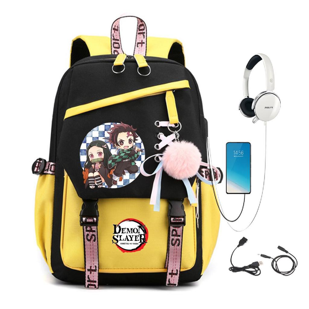 Peripheral Spine Backpack Strap Usb Multifunctional Student Schoolbag Animation Cartoon Children'S Backpack