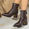 Spetsig Tå Damstövlar Ankelklackade Skor Mode Högklackade Kvinna Korta Stövlar Vinter Nya Pumps Goth Vardagliga Chelsea Stövlar