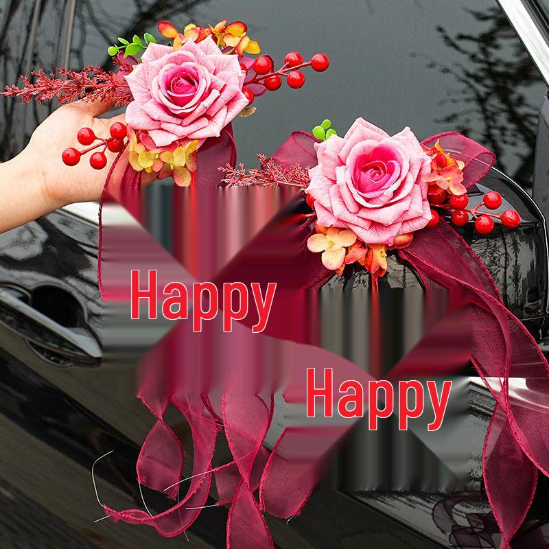 Complete Wedding Car Decoration Set: Pull Flowers & Ribbons
