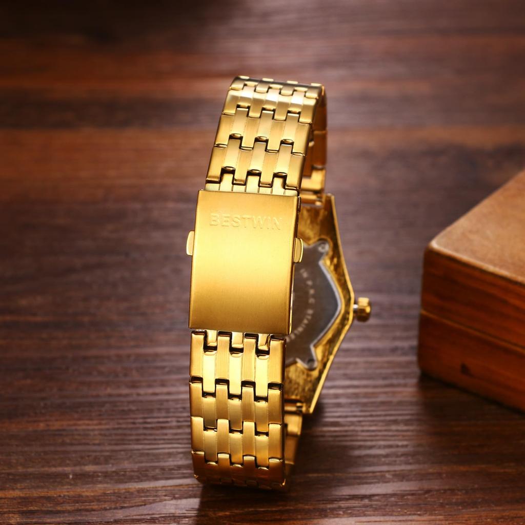 Triangle Novelty Roman Analog Stainless Antique Finish Accessory Perfect Gift for Day Men's Watch, Design, Waterproof Numerals, Display, Calendar,