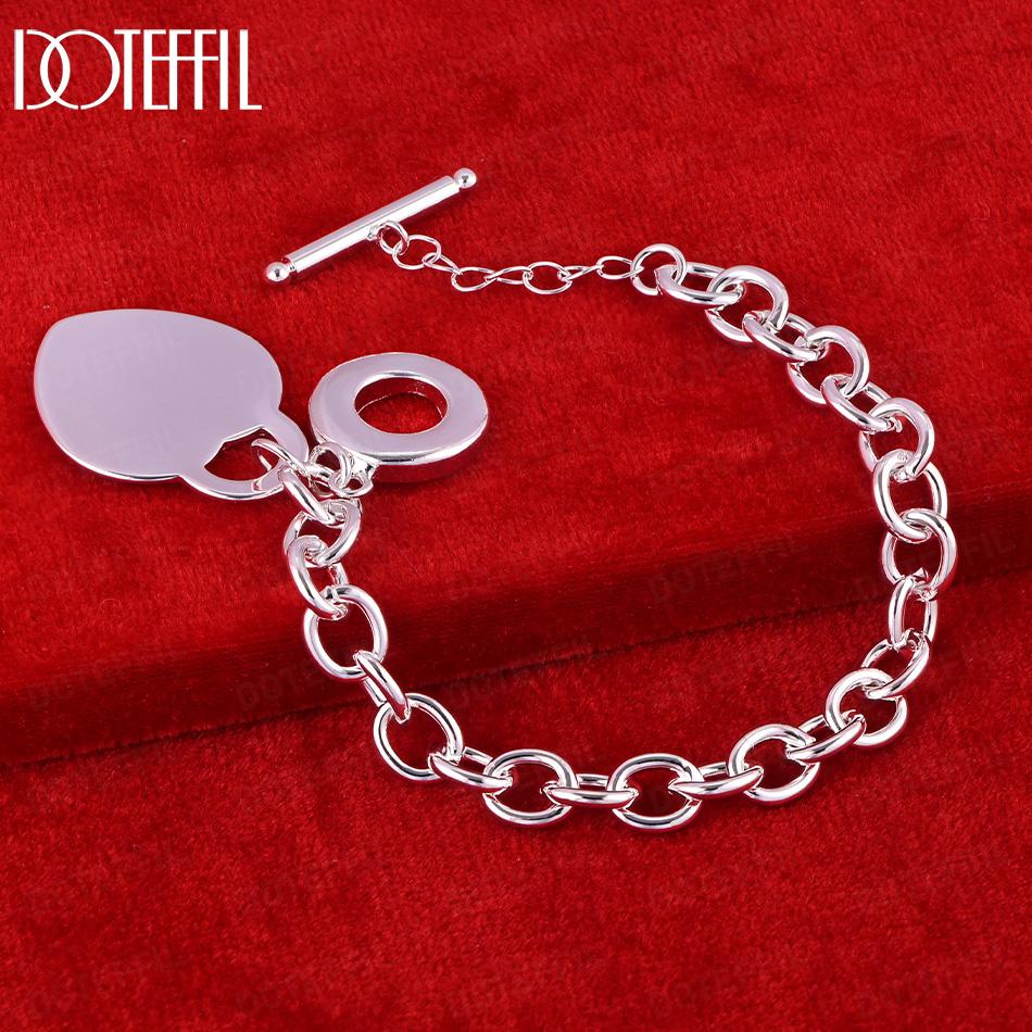 925 Sterling Silver Fashion Heart Bracelet Gift Wedding Jewelry