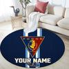 Benutzerdefinierter Name Pogon Szczecin Runder Teppich, Teppich für Wohnzimmer Schlafzimmer Sofa Spielzimmer Dekor, Rutschfeste Bodentür Matte