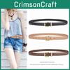 Woman Fashion Pu Leather Belt With Round Metal Buckle For Casual And Office Wear