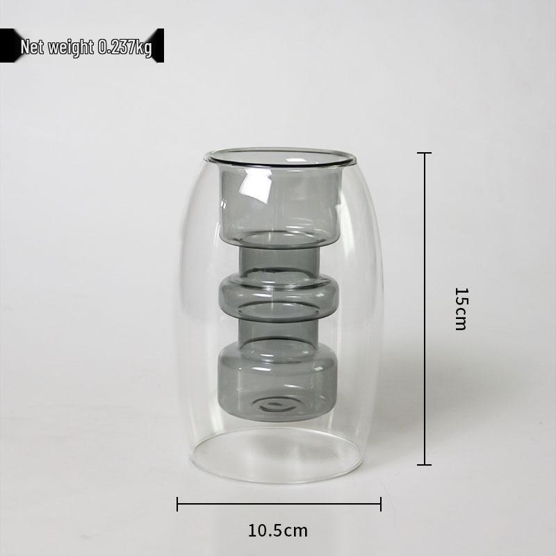 European Glass Rattan Aroma Vase - Double Layer, Colored Glass, Flameless Hydroponic for Living Room