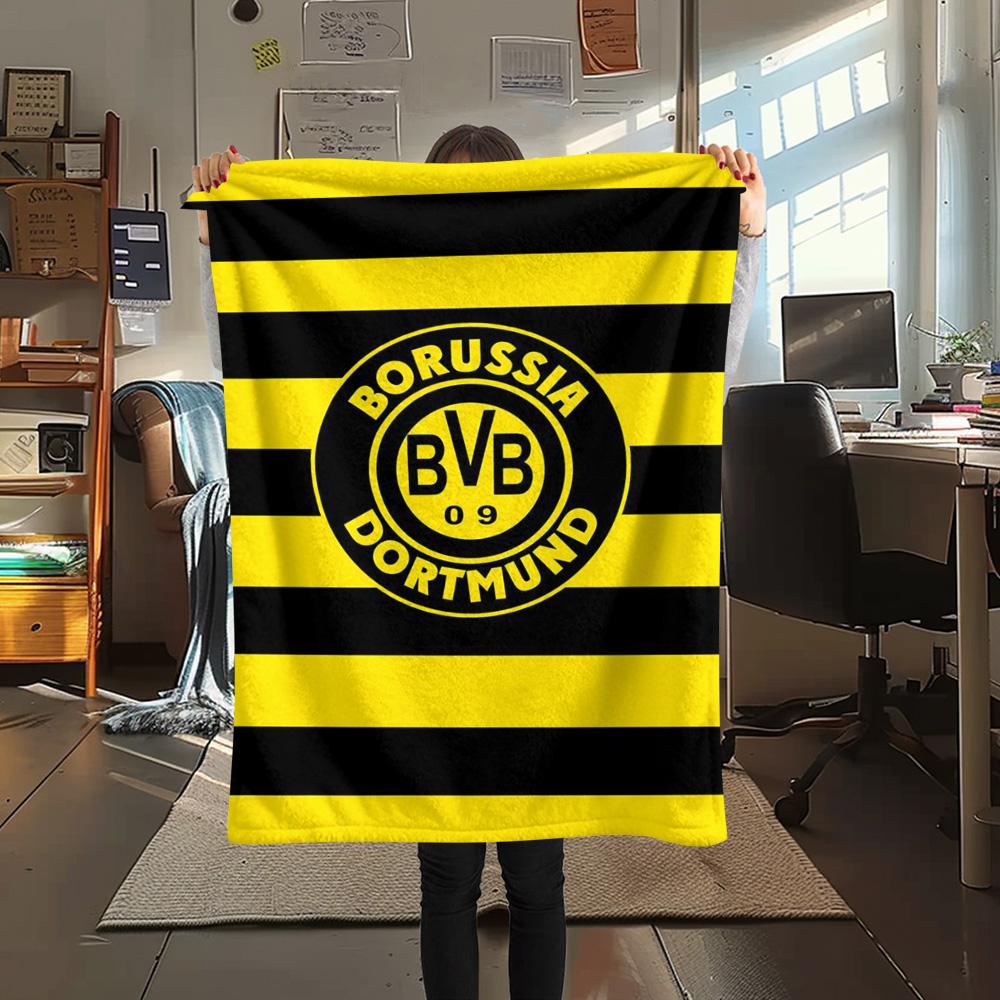

1Pc Borussia Dortmund Print Flannel Blanket High Quality Warm Comfortable Cover for All Seasons Perfect for Gifts Home Decor 80cm x 120cm