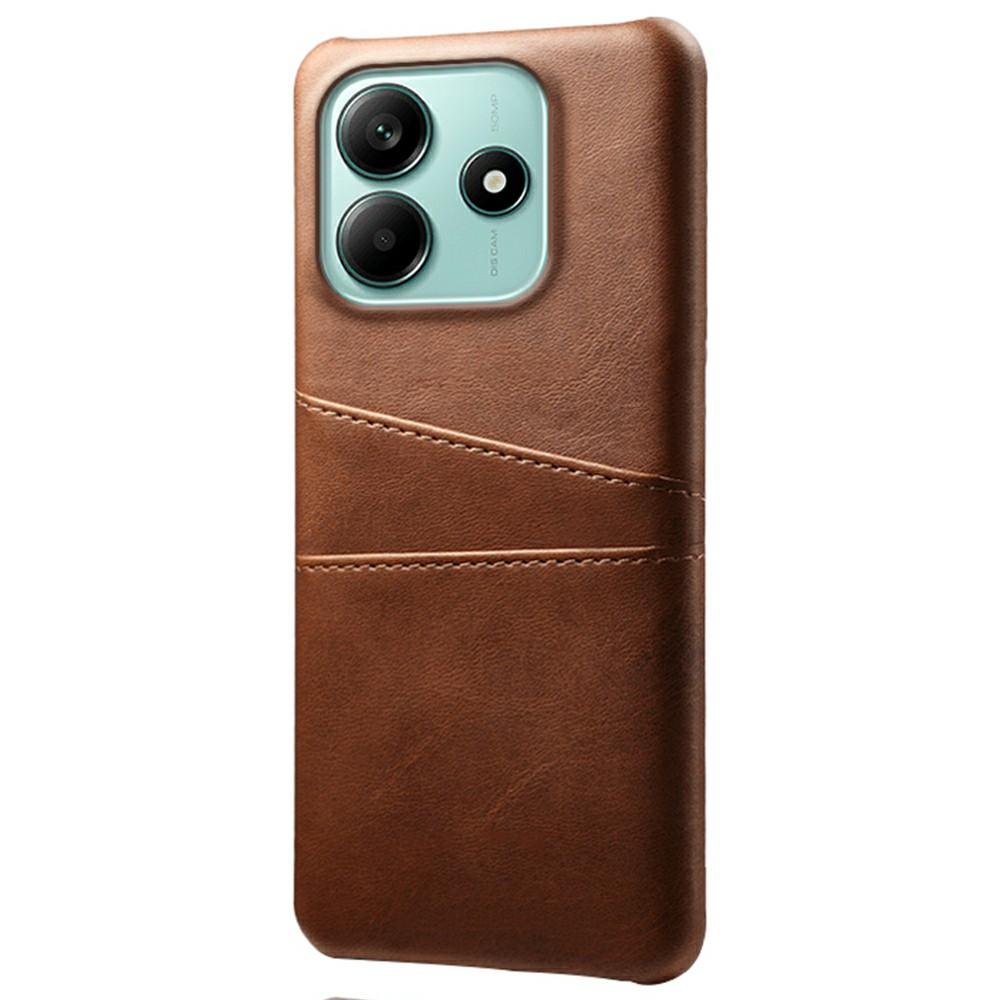 

For Xiaomi Redmi Note 14 5G Case Dual Card Slots PU Leather+Hard PC Phone Cover Brown
