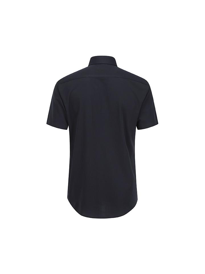 ZIOZIA Men'S) Slim Fit Semi-Wide Collar Short Sleeve Shirt_Navy