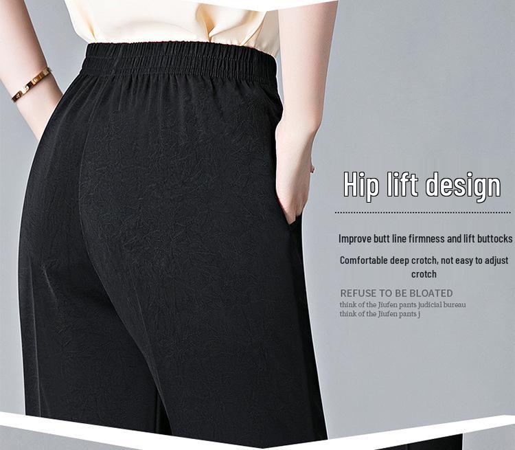 Modische elastische Skinny-Hosen aus Kunstseide mit elastischem Bund für Frauen mittleren Alters und ältere Frauen - Frühling/Sommer, verkürzter Stil