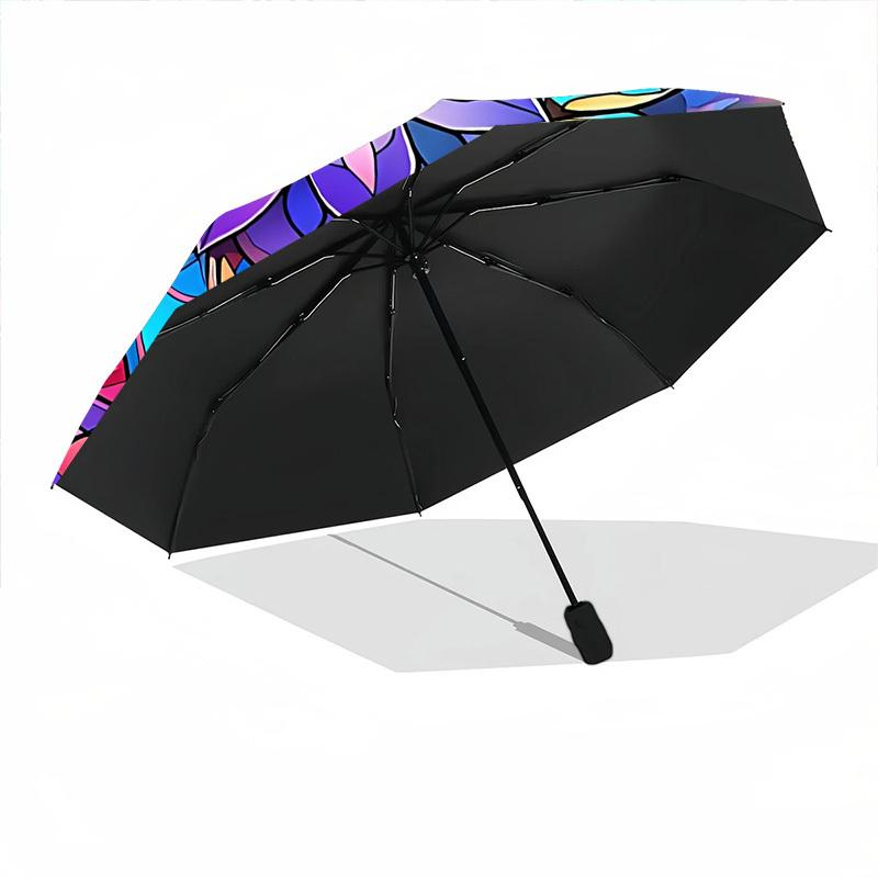 1pc Stained Glass Mandala Folding Umbrella | Elegant Design, Fashionable Accessory, Durable Construction, Sturdy Ribs yy251107018
