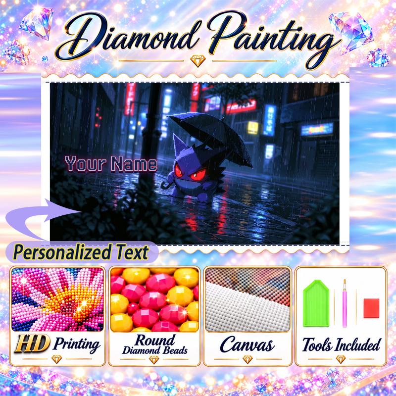 Personalized Gengar Diamond Art Custom Name 5D Diamond Painting Full Drill DIY Craft