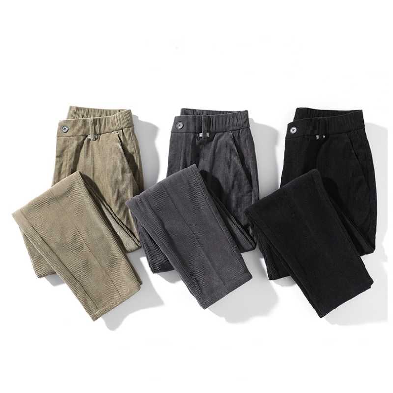 2021 Podzim Zima Pánská Móda Manšestrové Kalhoty Pánské Jednoduché Jednobarevné Strečové Silné Kalhoty Pánské Univerzální Volné Ležérní Kalhoty