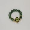 Natural Green Water Agate Beaded Ring - Elastic Cord, Crystal Stone, Niche Chinese Style