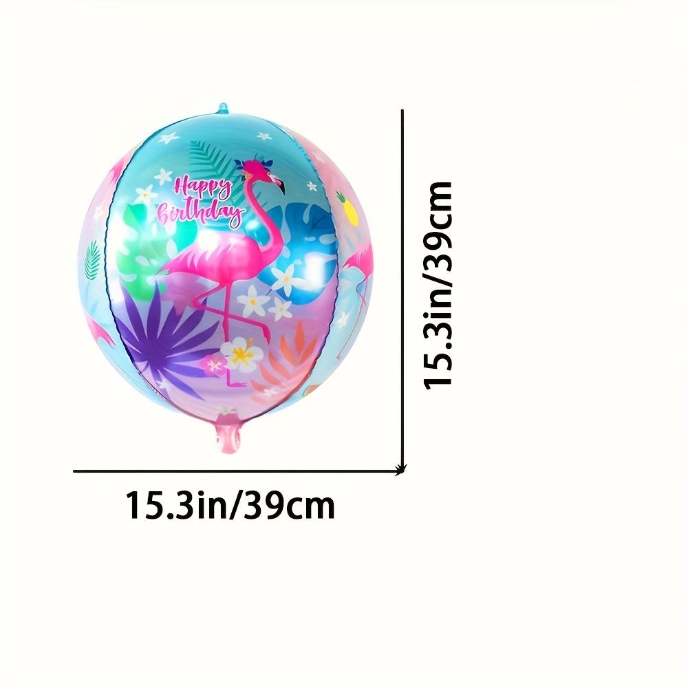 6-Pack 4D Round Flamingo Aluminum Foil Balloons Suitable for Birthday Party Bird-Themed Party Decorations