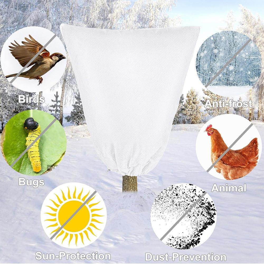 2pcs Plant Covers Freeze Protection with Drawstring for Shrub Bush Fruit Tree