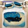 Black Cat Pattern Bedding Quilt Set Quilt Cover Pillowcase Home Decoration Birthday Gift (1 * duvet cover + 2 * pillowcase, without core)
