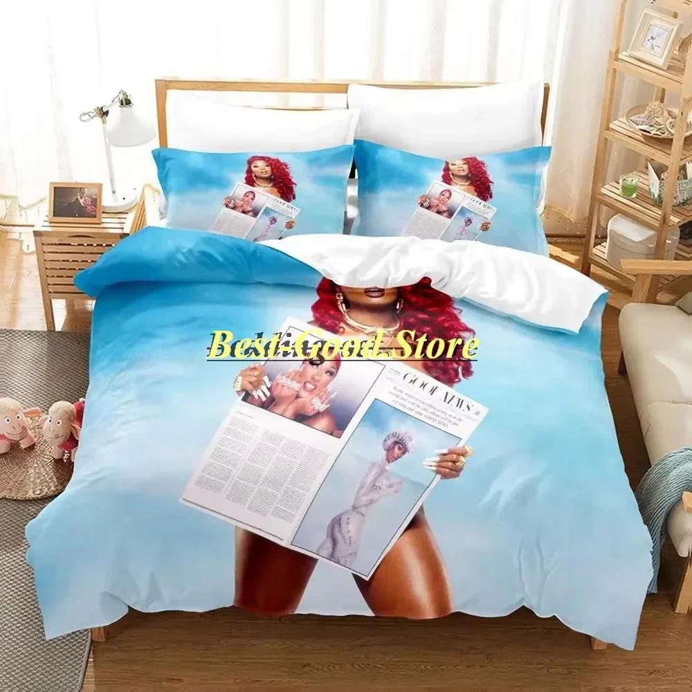 Megan The Stalion Bettwäsche-Set Einzelbett Doppelbett Druck Mit Kissenbezug Bett Weiche Bettdecke Weiche Einzel-Doppel-Queen Super King-Size Abmessungen Abmessungen