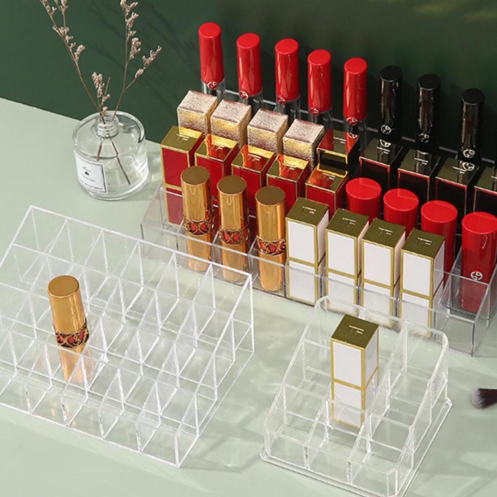 Transparent Lipstick Organizer - Multi-Grid Cosmetics Holder Display Box