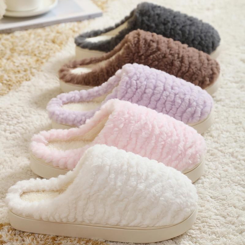 New cotton slippers women's winter home indoor warm couple non-slip plush slippers men's autumn