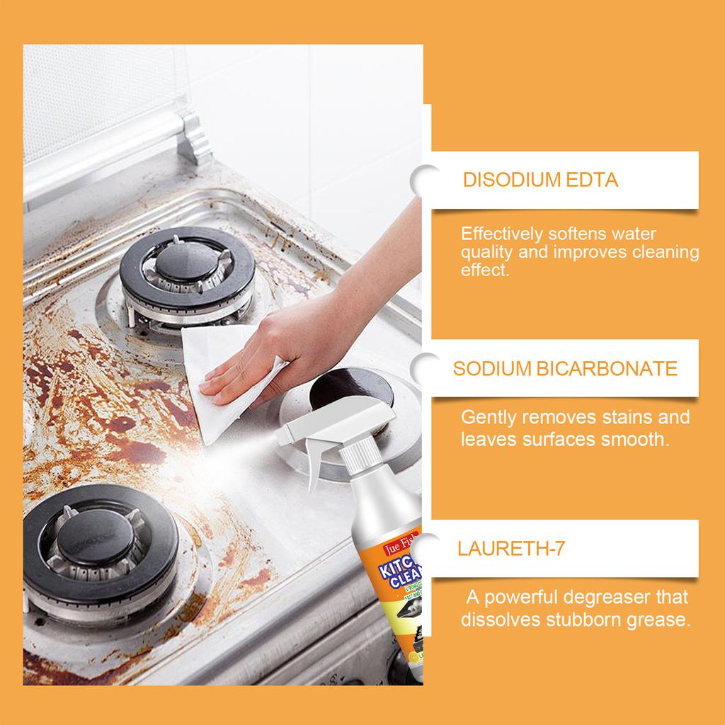 Jue Fish Kitchen Grease Cleaner Multi-Action Cleaning Kitchen Hood Cooktop Heavy Duty Stubborn Stains