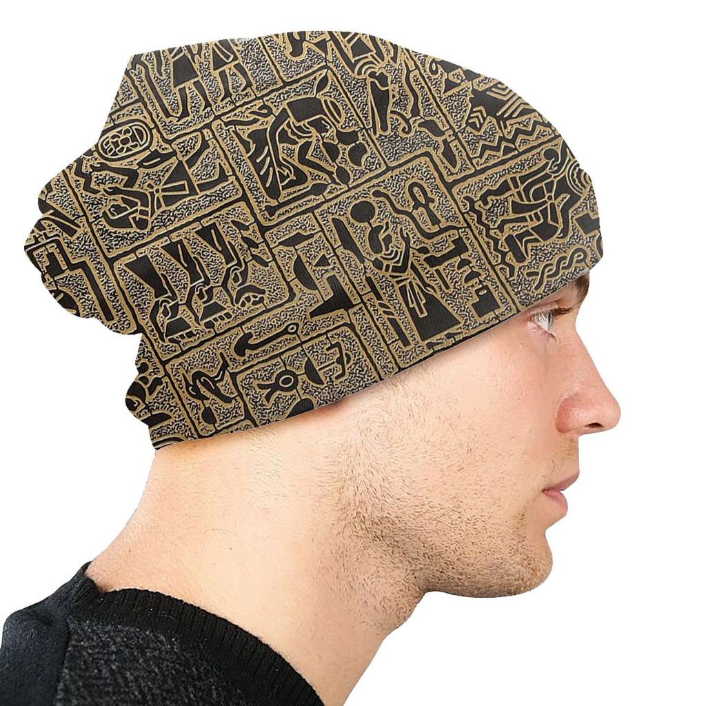 Hieroglyphische Symbole Motorhaube Ägyptische Mythologie Altes Ägypten Götter Atum Horus Osiris Skullies Beanies Caps Kreative Stoffhüte