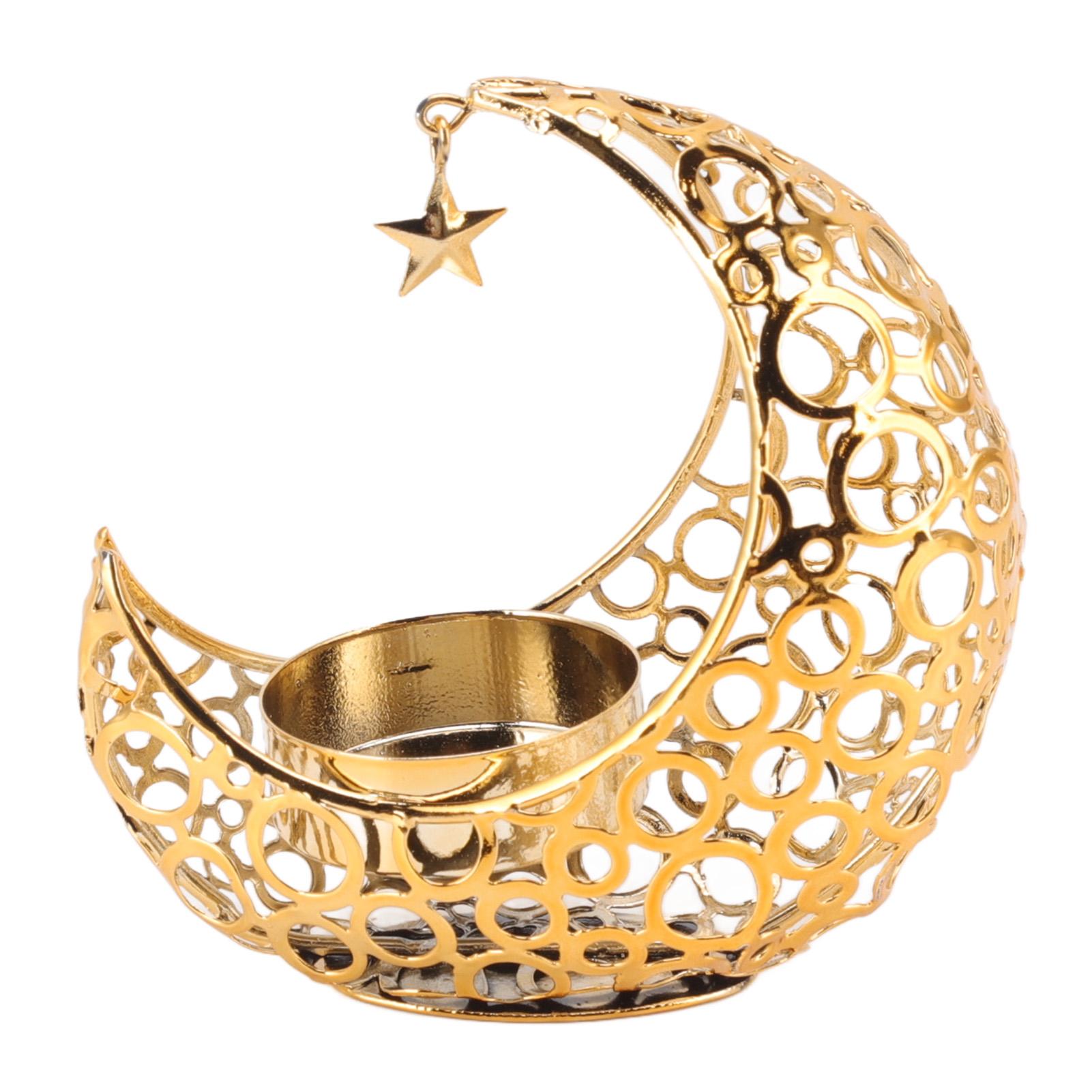 

Романтический подсвечник Железный полый подсвечник в форме луны для свадеб, Рождества, обеденного стола, украшение кофейного столика золотой