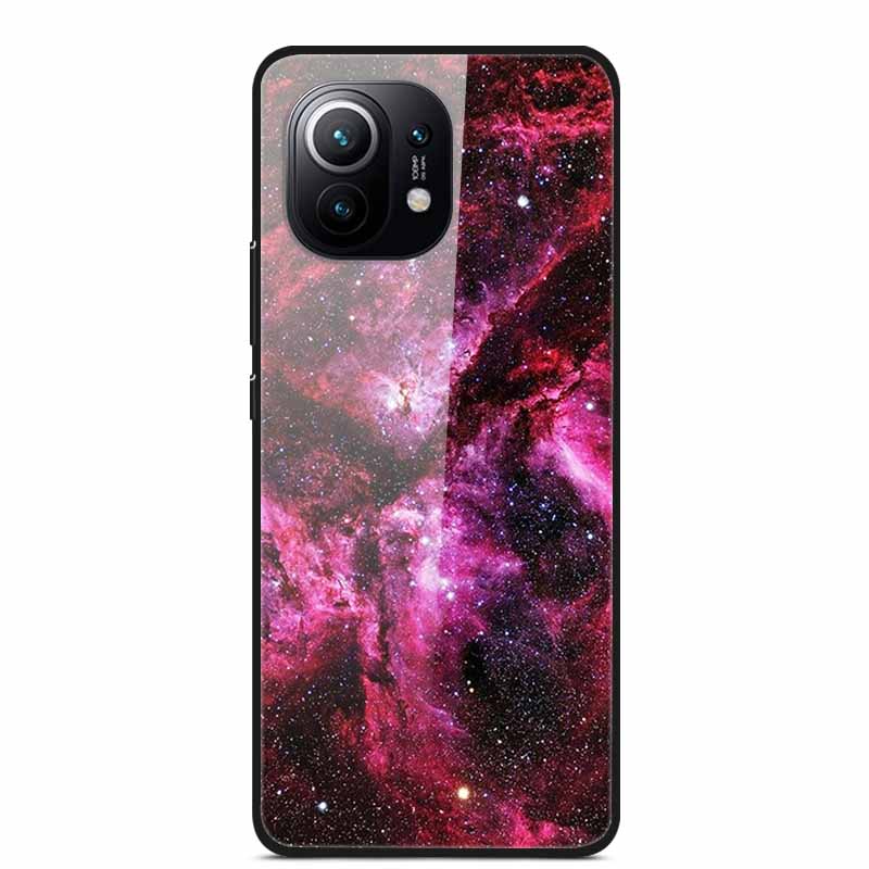 Glass Back Cover For Xiaomi 11 Lite 5G NE Case Soft Edge Hard Tempered Glass Case For Xiaomi Mi 11 Lite 5G NE Phone Case Coque
