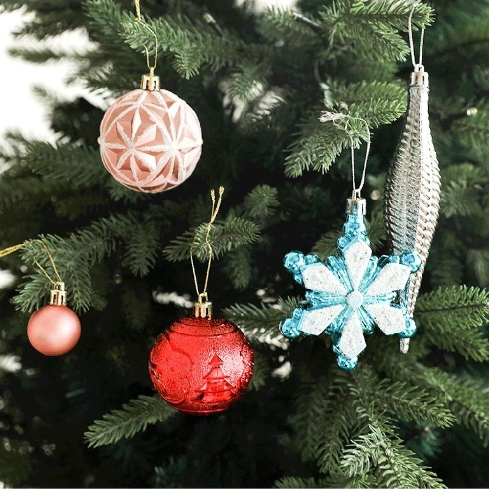40PCS Shatterproof Assorted Christmas Ball Ornaments Set Colored Plastic Decorative Baubles Decorations Snowflake