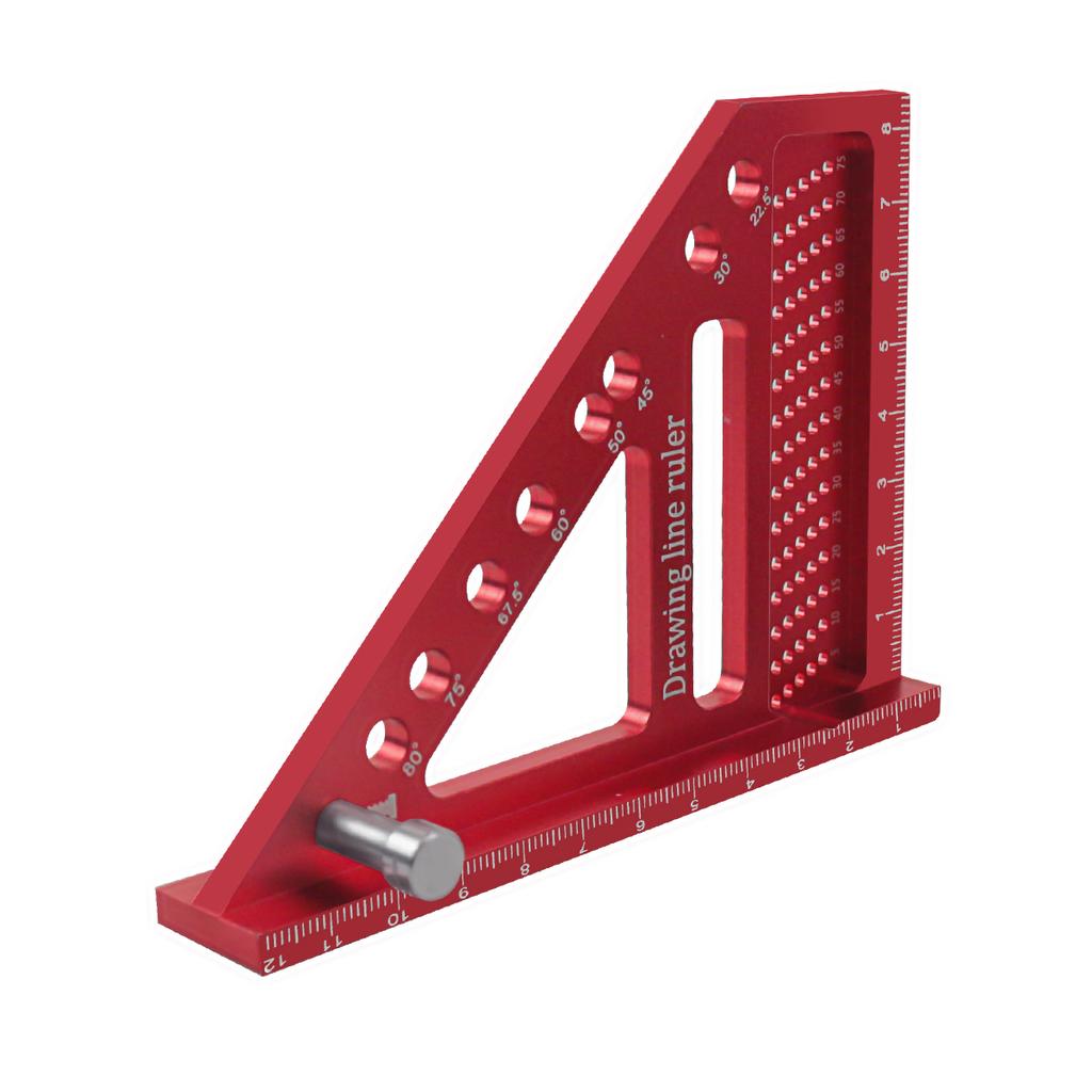 Multi-Angle Measuring Ruler Aluminum Woodworking Square Protractor W/ Dowel Pins Miter Triangle Ruler High Precision Layout Tool