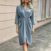 Abito midi da donna in raso con scollo a V e vita stretta Colore Abito da sera elegante