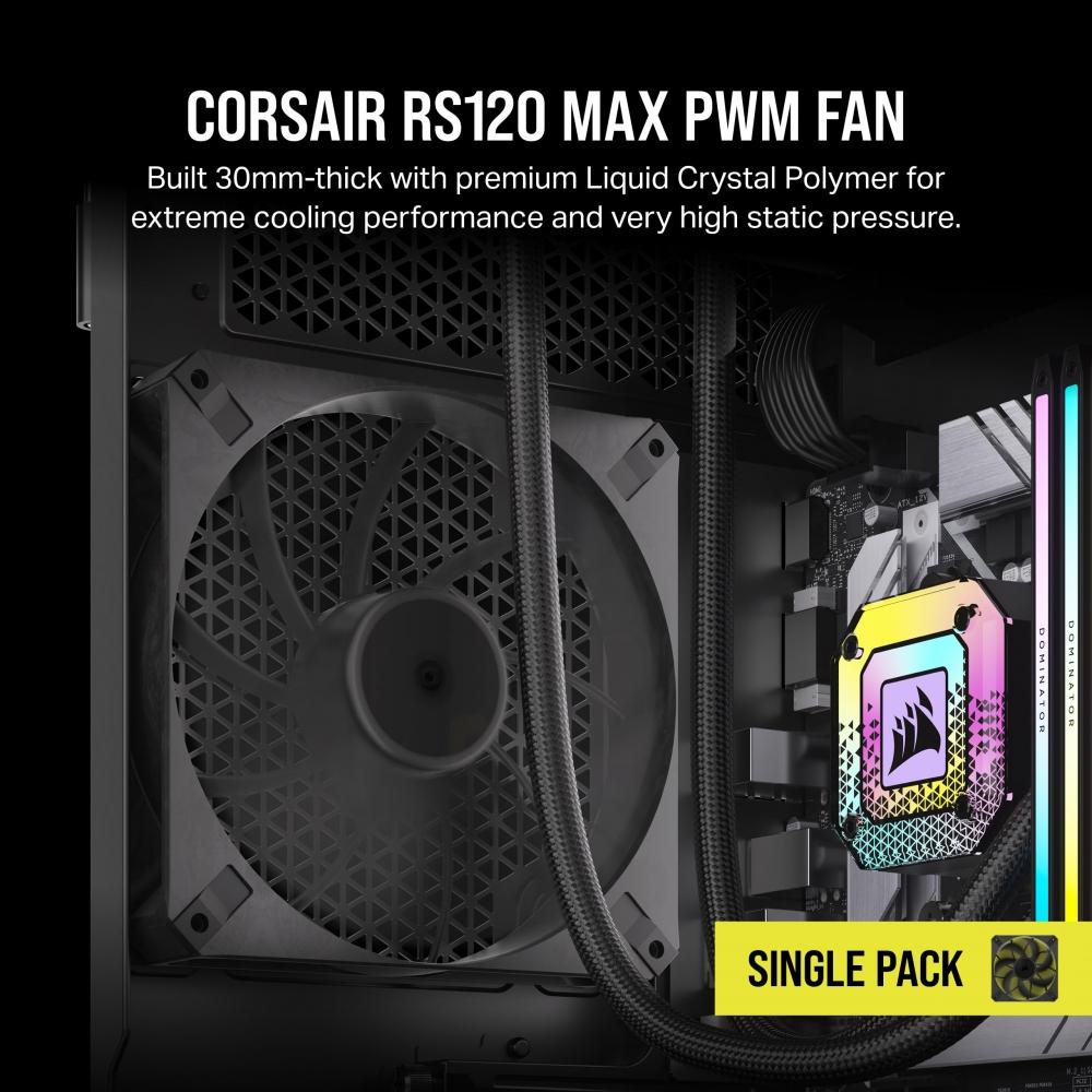 Corsair RS120 MAX 120mm PWM 30mm dicker PC-Gehäuselüfter, Einzelpackung, Schwarz, CO-9050170-WW