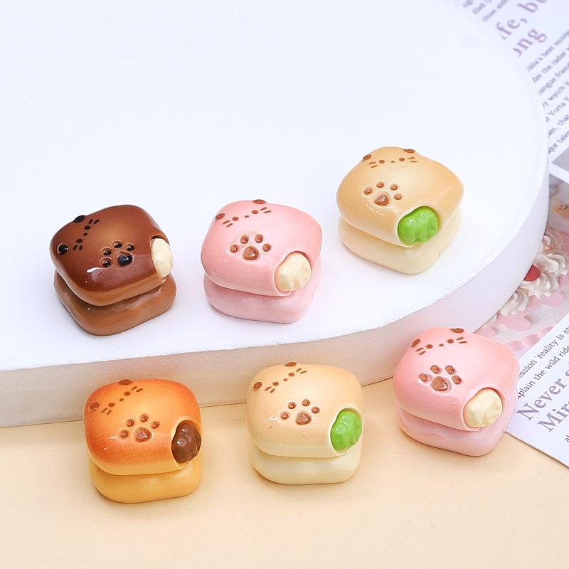 DIY Resin Cream Glue Hair Clip & Crocs Charm - Cat Sandwich & Double Layer Chocolate Food Toy