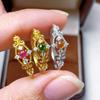 Sterling Silver S925 French Court Style Natural Ruby Fanta Stone Ring Retro Gemstone Ring