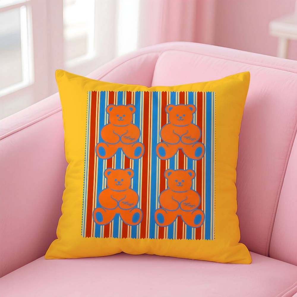 Colorful Cute W-wiggle Wiggle Pillow Case Anti-dustmite Pillowcase Invisible Zipper Silky Short Plush Sofa Cushion Cover