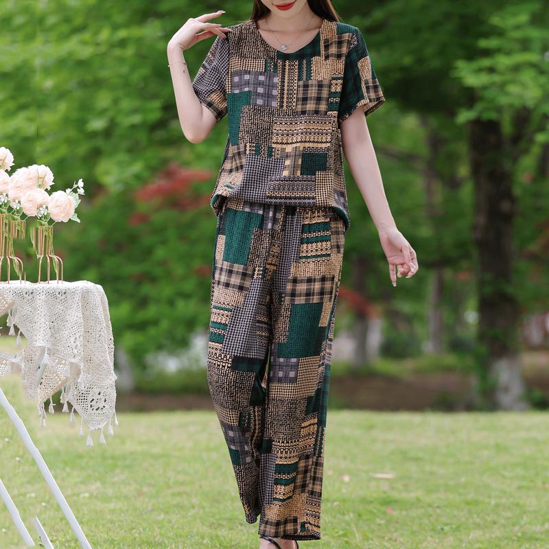 

Большие размеры Элегантные женские брюки комплекты Летний повседневный комплект из двух предметов для женщин Винтажная одежда 5XL