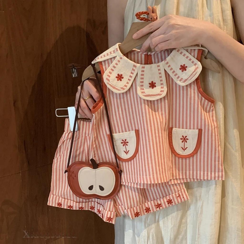 Girls Summer Sleeveless Striped Dress with Collar Cute Toddler Sundress