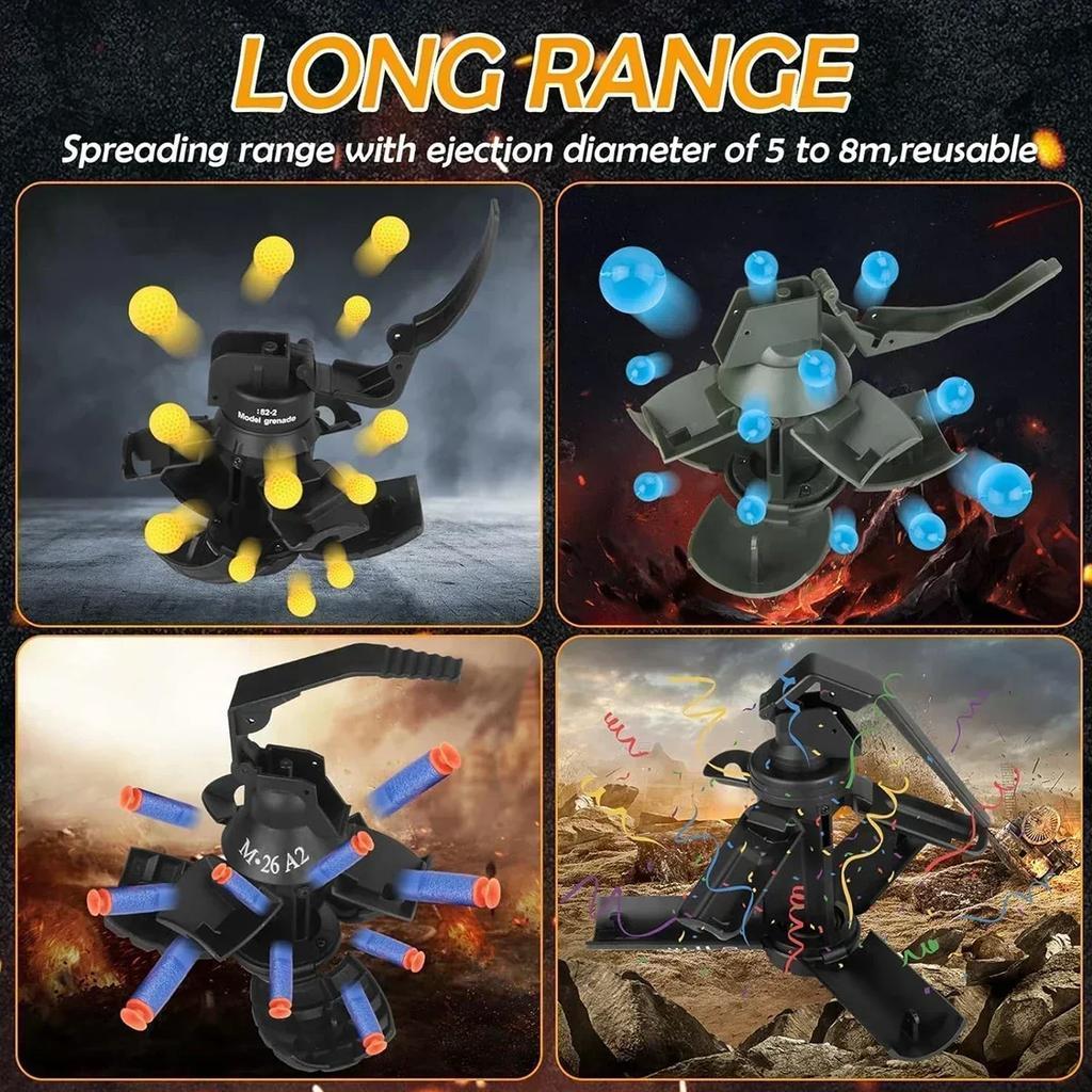 Nylon Grenade Toy Explosion Grenade Toy, Airsoft Grenade Model, Anti-Fall, Refillable, Gel Ball, Confetti, Flour