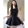 French Rich Daughter Black Vest Dress Women's Summer Hepburn Style Birthday Dress Princess Fluffy Dress