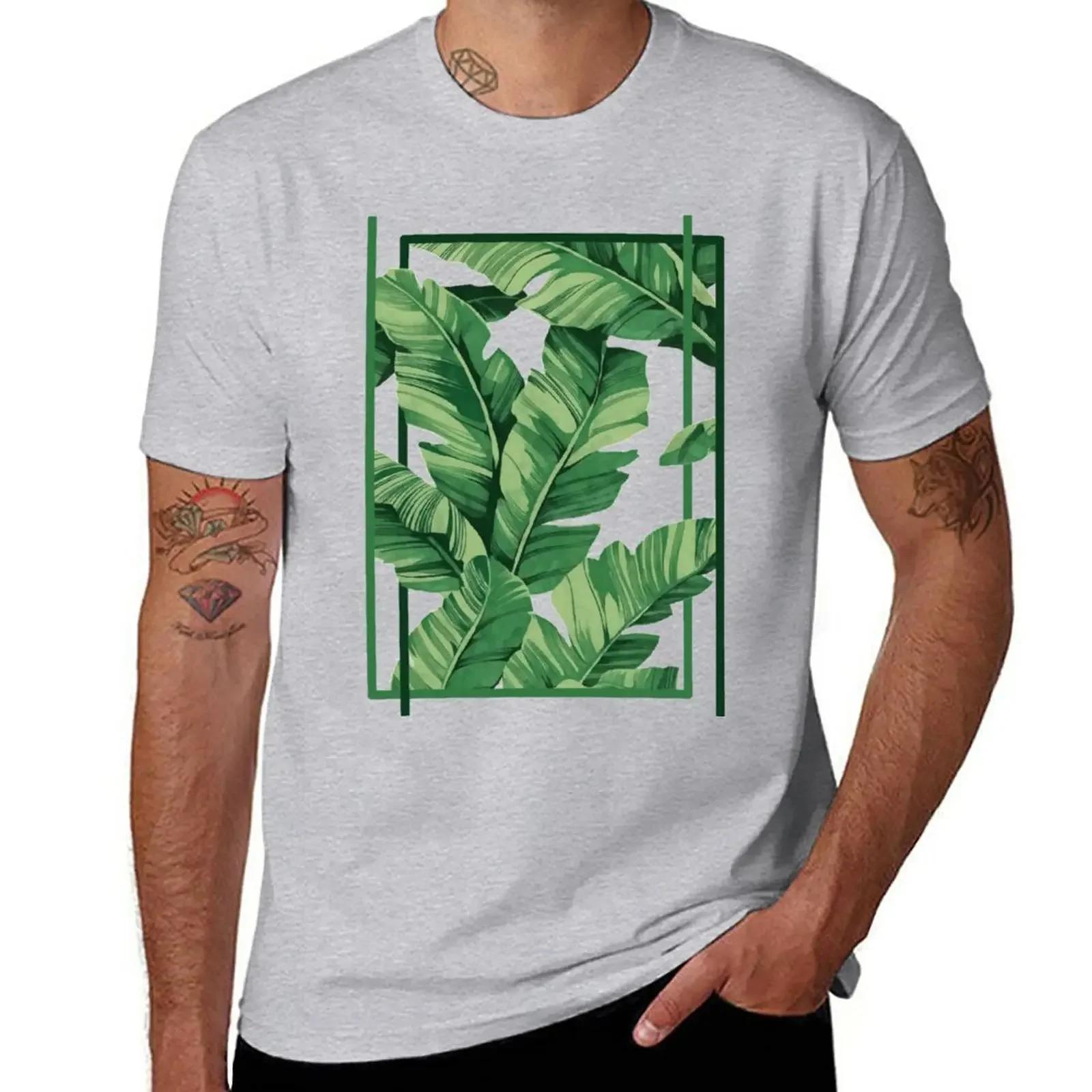 

Tropical banana leaves TShirt korean fashion plus size tops mens workout shirts S