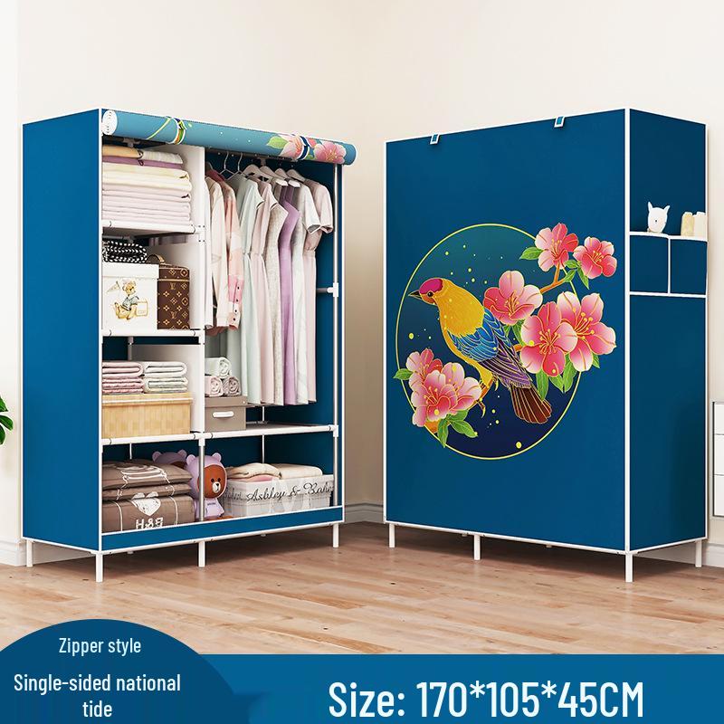Modern Simple Fabric Wardrobe with Reinforced Steel Frame - Thickened and Foldable Design for Easy Assembly.