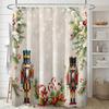 Shower Curtain: Festive Nutcrackers With Snowflakes And Pine Branches For A Holiday-Themed Bathroom Decor