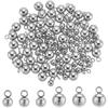 100Pcs 2 Styles 202F & 201 Stainless Steel Charms, Ball, Stainless Steel Color, 7~9x4~6mm, Hole: 1.8~2mm, 50pcs/style