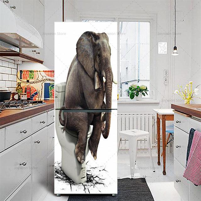 Autocolant pentru frigider cu flori retro, fundal albastru deschis, vinil, PVC, impermeabil, autocolant, poster mural, autocolant decorativ pentru frigider