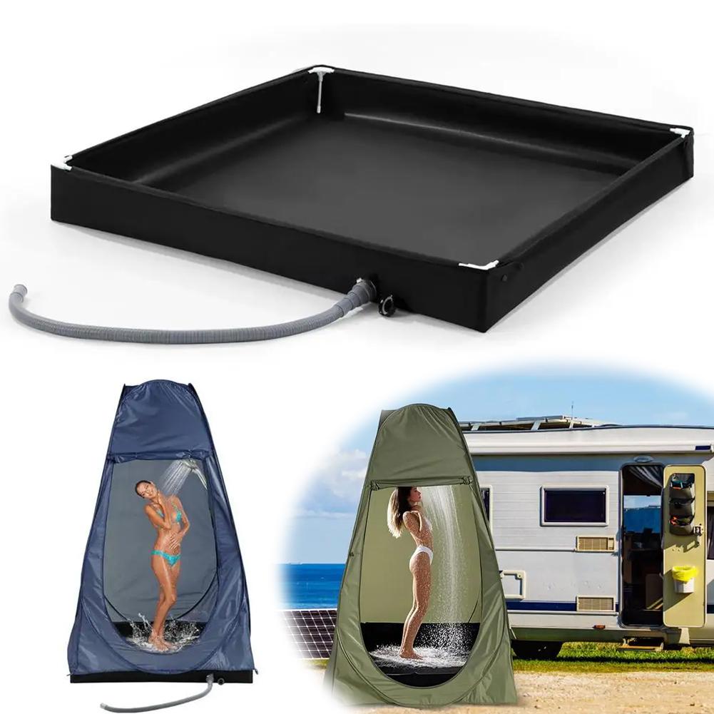 1Pc Folding Camping Shower Tent Floor Base Outdoor Tent Shower Tray Portable Shower Pan RV Shower Basin Base For Camping Tr N1N2