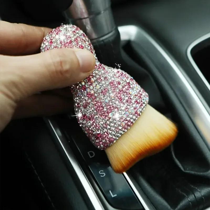 Bling Rhinestone Car Cleaning Brushes Auto Detail Brush Soft Bristles Multifunctional Auto Interior Detailing Brush Computer