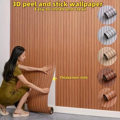 Odolné proti vlhkosti Vhodné pre nájomníkov Jednoduchá aplikácia 3D tapeta s drevodekorom typu peel and stick - Vodotesné Odnímateľné Vinylové DIY