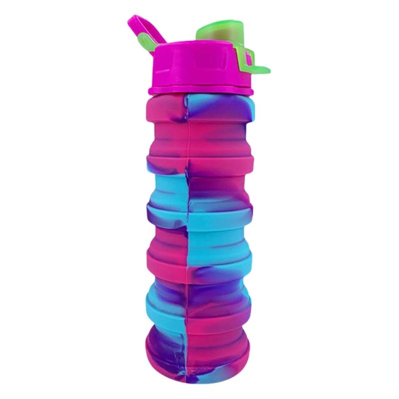 Folding Reusable Sports Water Bottles Leakproof Silicones With Carabiner for Outdoor Activity Water