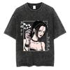 Japanese Anime Nana Osaki Print Vintage Washed Tshirt Harajuku Streetwear Graphic T-Shirt Summer Short Sleeve Cotton Tshirt