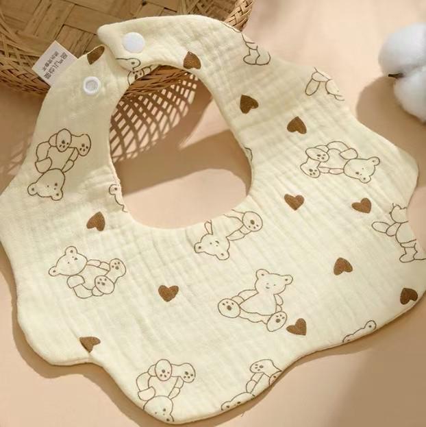 

Cross-Border Six-Layer Cotton Crepe Baby Drool Bib - Pure Cotton Crinkled Gauze Marshmallow Bib