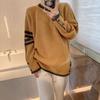 Women's Four-Bar Knit Sweatshirt: Casual Round Neck Pullover for Couples, Trendy Autumn Outerwear